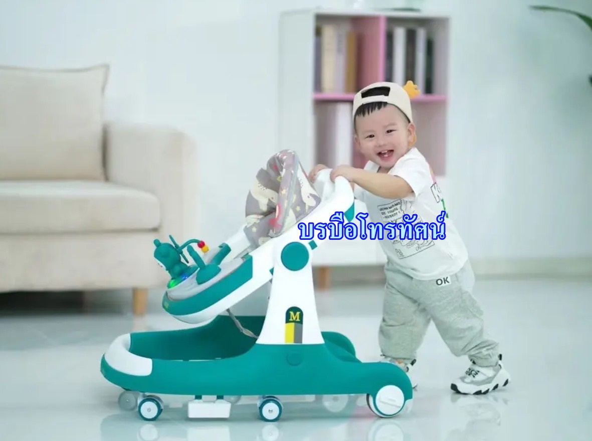 รถหัดเดินเด็ก รถวงกลมหัดเดินคันใหญ่ มีดนตรี ปรับระดับได้ มีด้ามเข็น มีร่ม