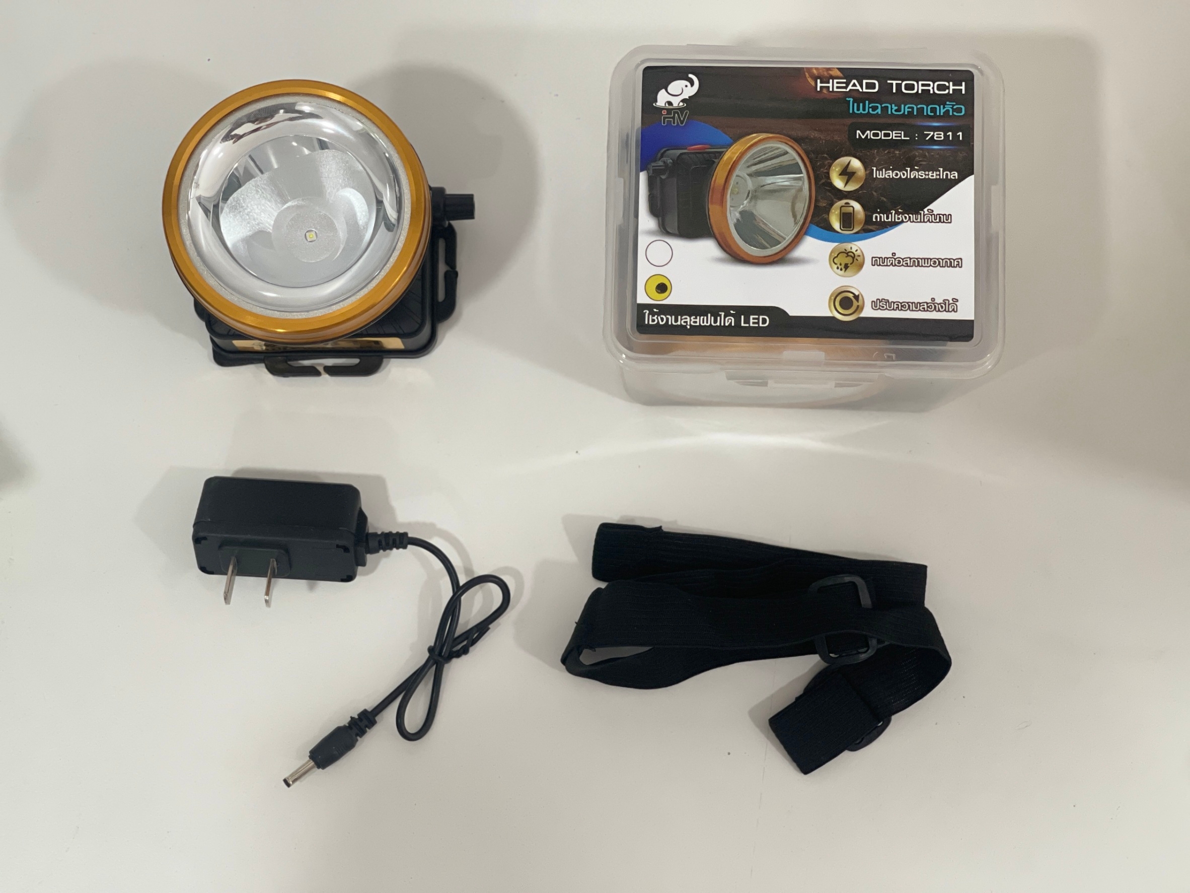 ไฟฉายคาดหัว LED รุ่น 7811 หมุนปรับความสว่าง ส่องได้ระยะไกล กันน้ำ