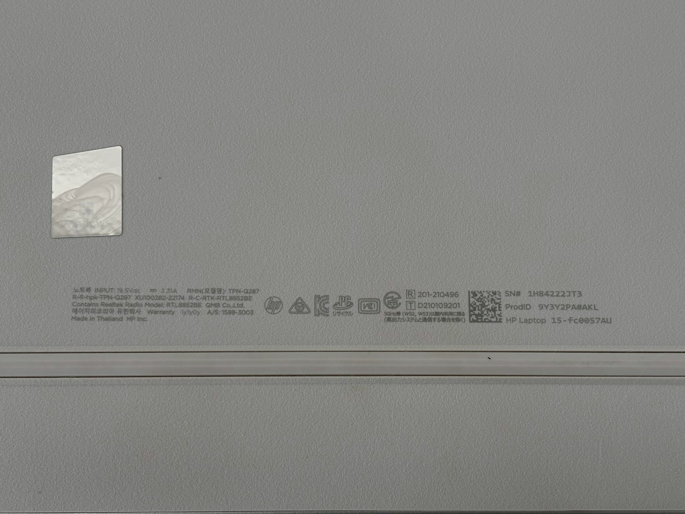 HP Laptop 15-FC0057AU Silver