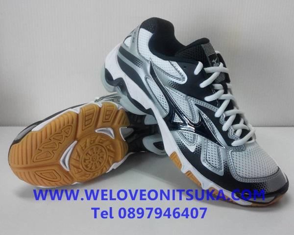 Mizuno Wave Bolt5 สีขาวคาดดำ รองเท้ากีฬา Indoor รุ่นยอดนิยมที่นักกีฬาเลือกใช้ สีสวย โดดเด่น ชัดเจน ทรงสวย หนานุ่ม ใส่สบายเท้า V1GB166009