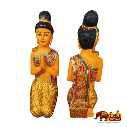 นางไหว้แกะสลัก ( นั่ง )