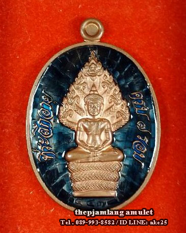 เหรียญนาคปรก(1) หลวงพ่อสิน ภทฺทาจาโร วัดละหารใหญ่ ระยอง เนื้อทองแดง ลงยา น้ำเงิน ปี 2555