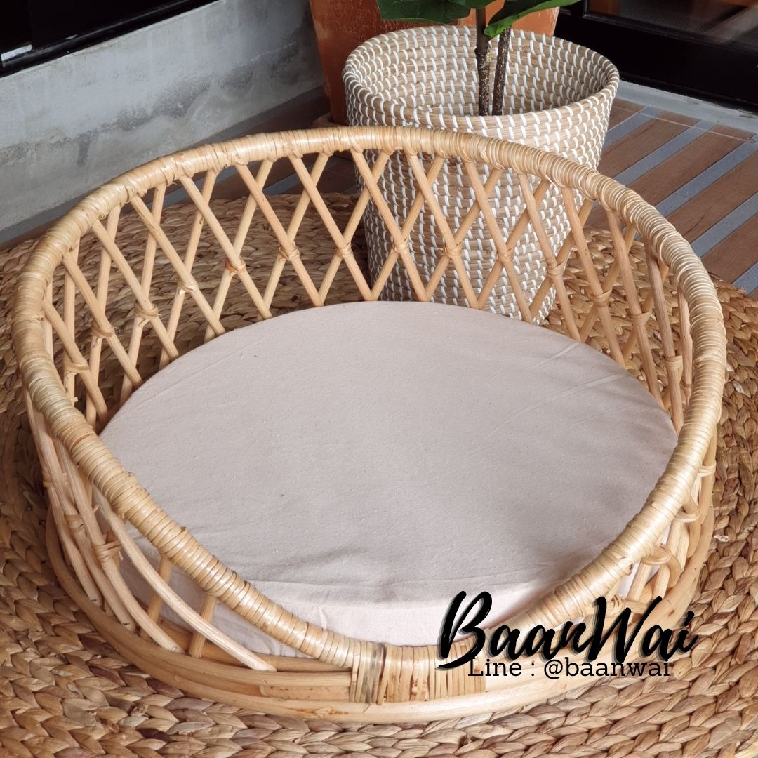 ที่นอนหวาย ที่นอนสัตว์เลี้ยง ที่นอนทรงกลม