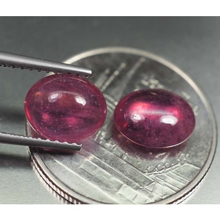 พลอยทับทิม (Ruby) 3.96 กะรัต 2 ชิ้นสีชมพูแดง