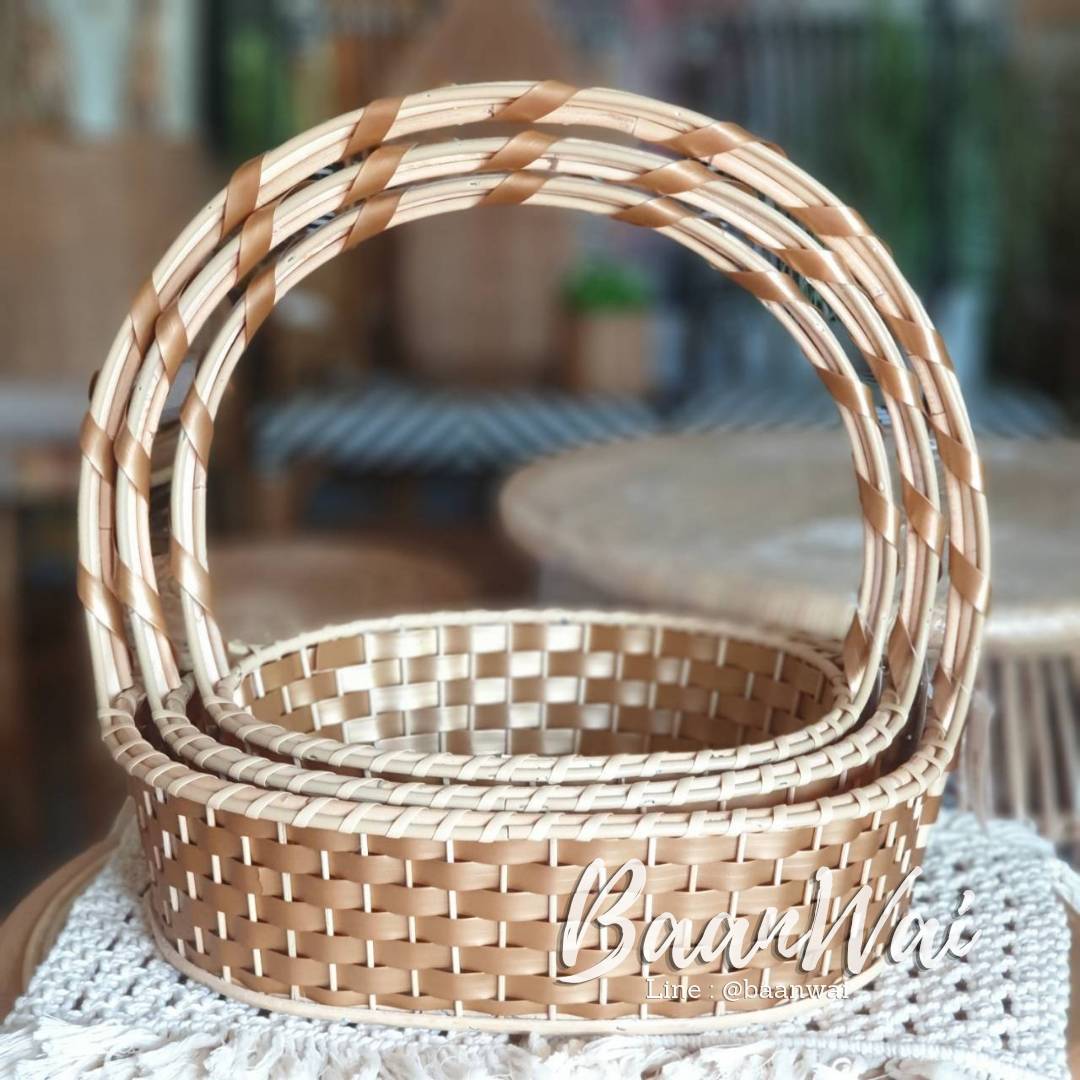 กระเช้าหวาย Code-003 ทรงรี