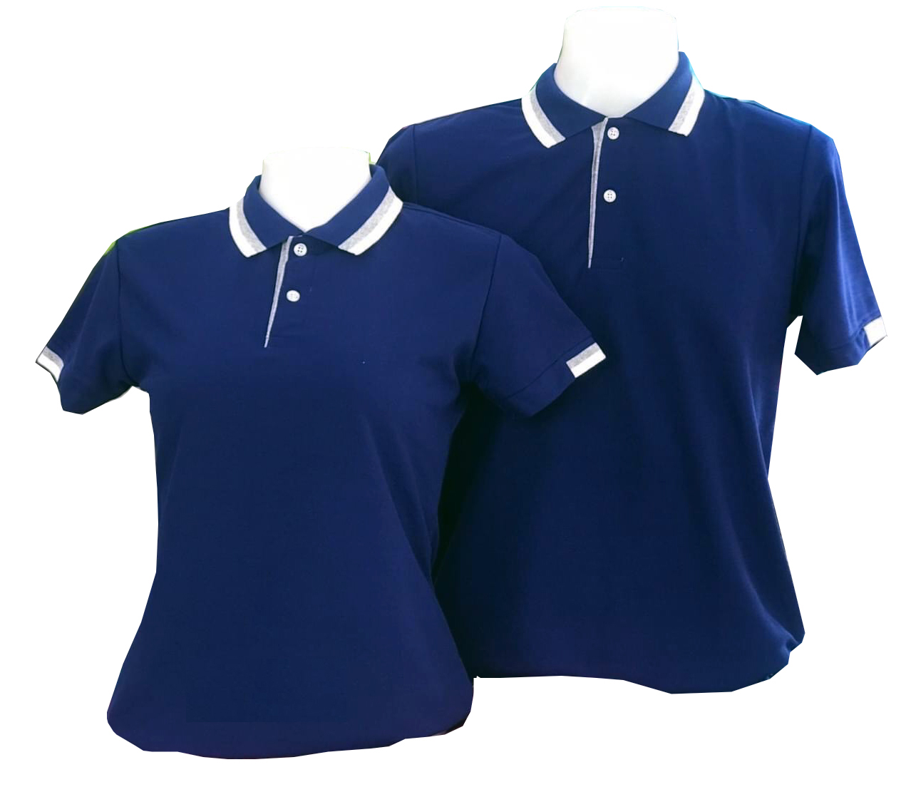 เสื้อโปโลสีน้ำเงิน แขนจั๊มครึ่ง ราคาส่ง 3 ตัวขึ้นไป