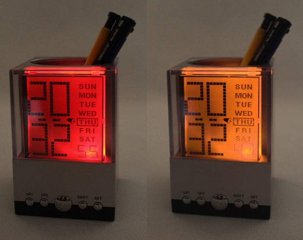 นาฬิกาพร้อมที่ใส่ปากกา,นาฬิกาพร้อมที่ใส่ปากกาไฟ7สี