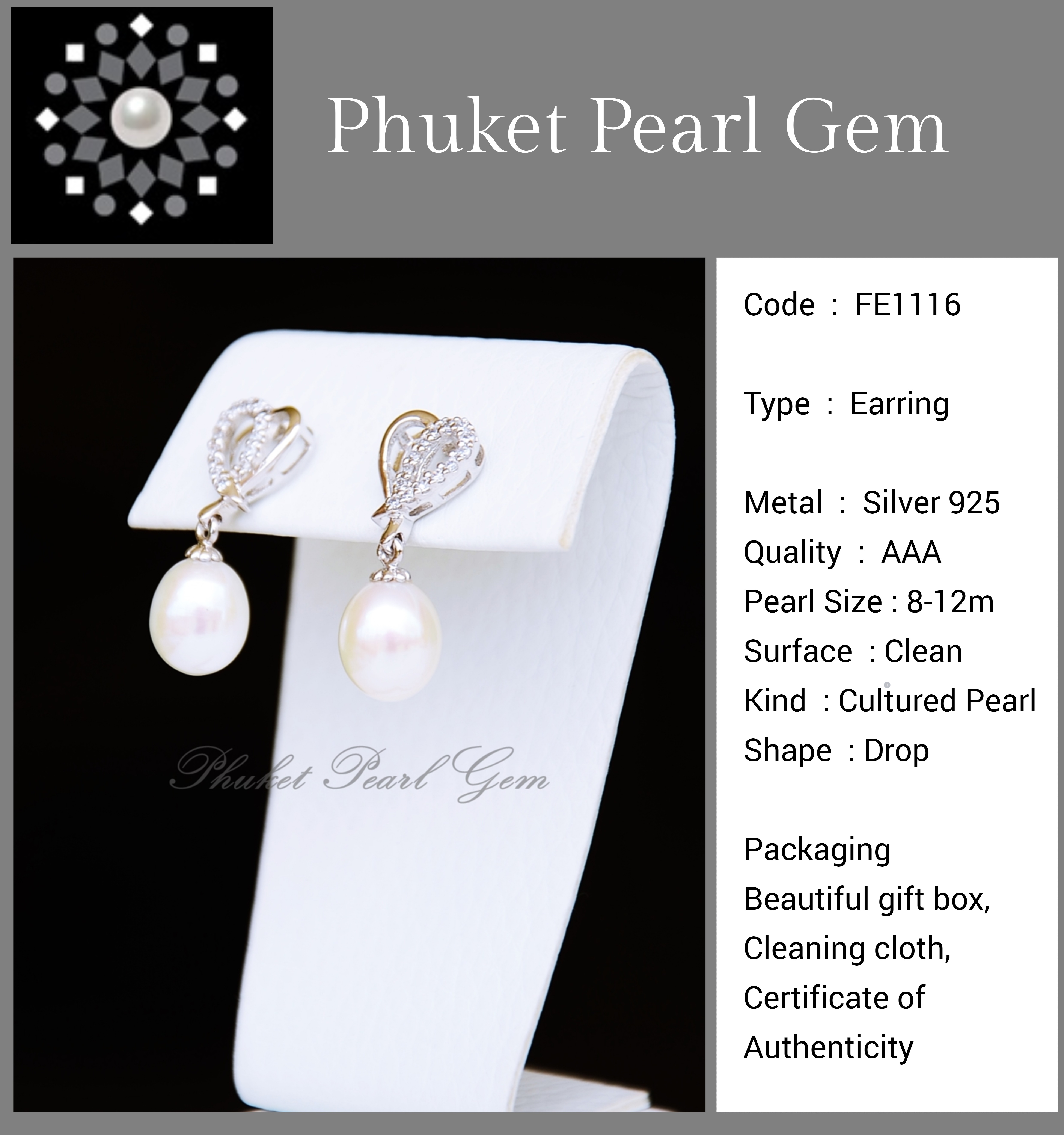 Phuket Pearl Gem Heart Earring