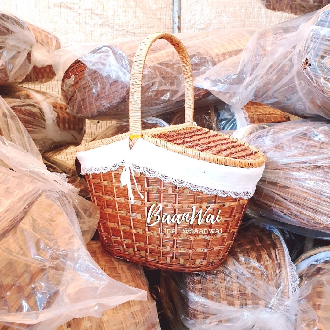 ตะกร้าปิคนิค ตะกร้าต้นเฟิร์น (บุผ้า)