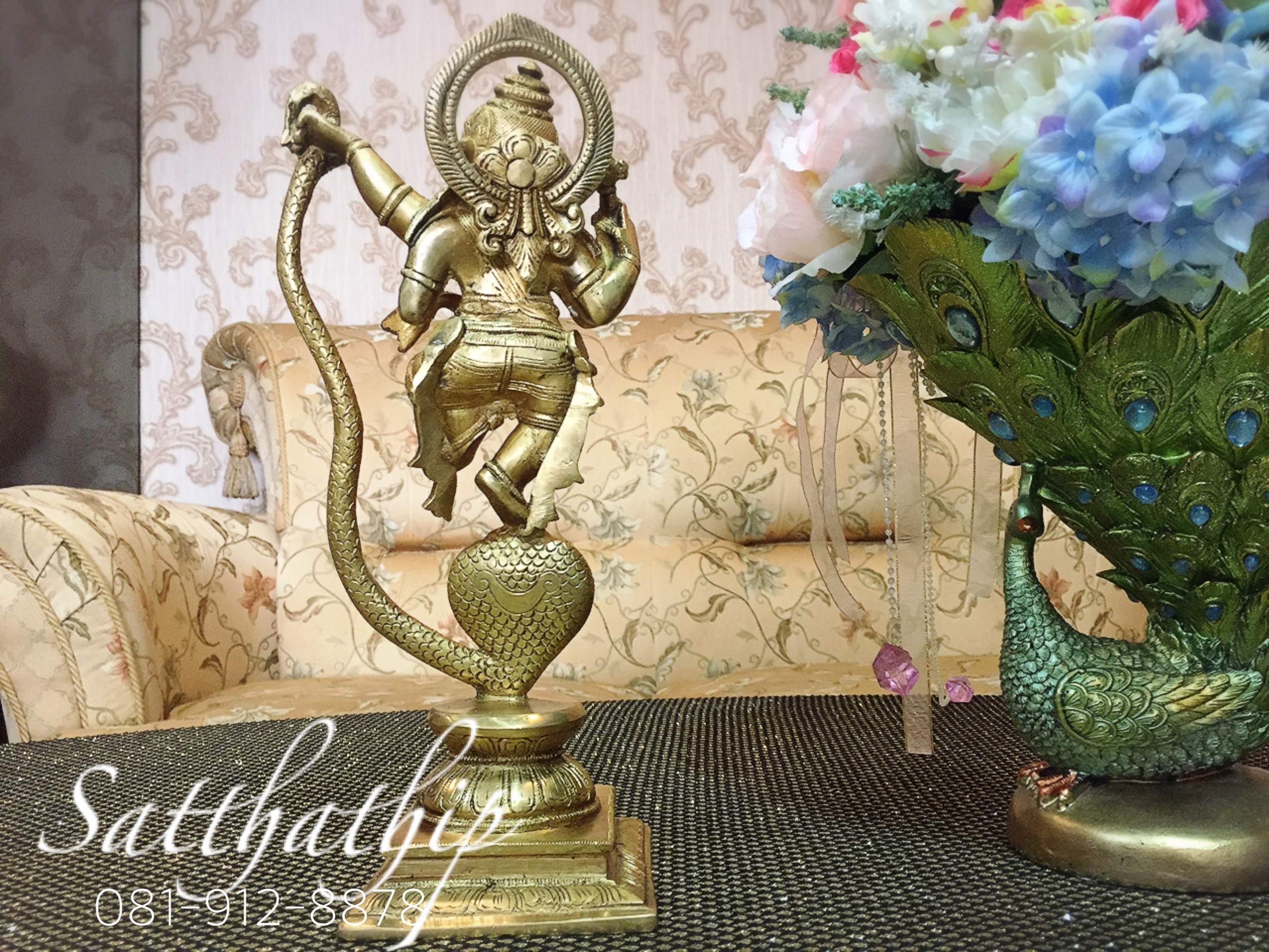 พระพิฆเนศ ปางร่ายรำประทับบนงู หรือปางพระนฤตยะ คณปติ (ทองเหลือง) ผลิตและนำเข้าจากอินเดีย - Ganesha: Lord of Success