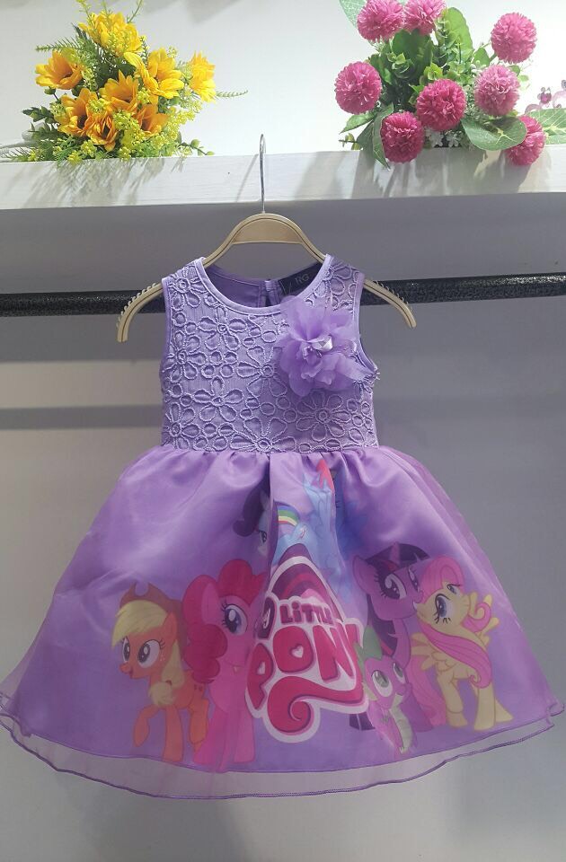 เดรสพิมพ์ลายม้าโพนี่ สีม่วง สวยมากๆค่ะ ไซส์ 2 3 4 5 7 9 11 13 15