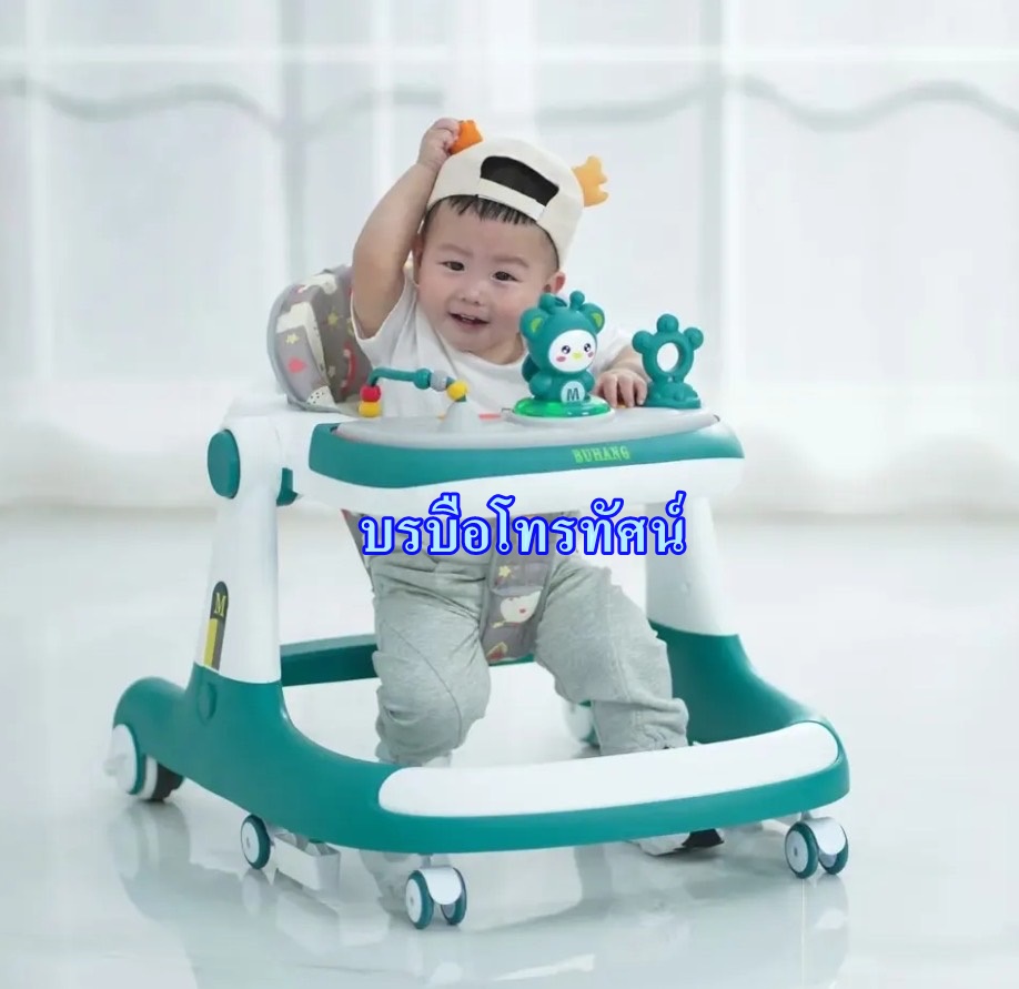 รถหัดเดินเด็ก รถวงกลมหัดเดินคันใหญ่ มีดนตรี ปรับระดับได้ มีด้ามเข็น มีร่ม