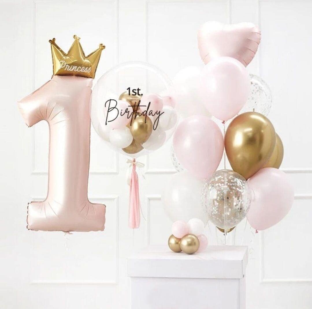ลูกโป่งเด็กแรกเกิด-Baby shower balloons Pink and Metallic Gold (16pcs.)