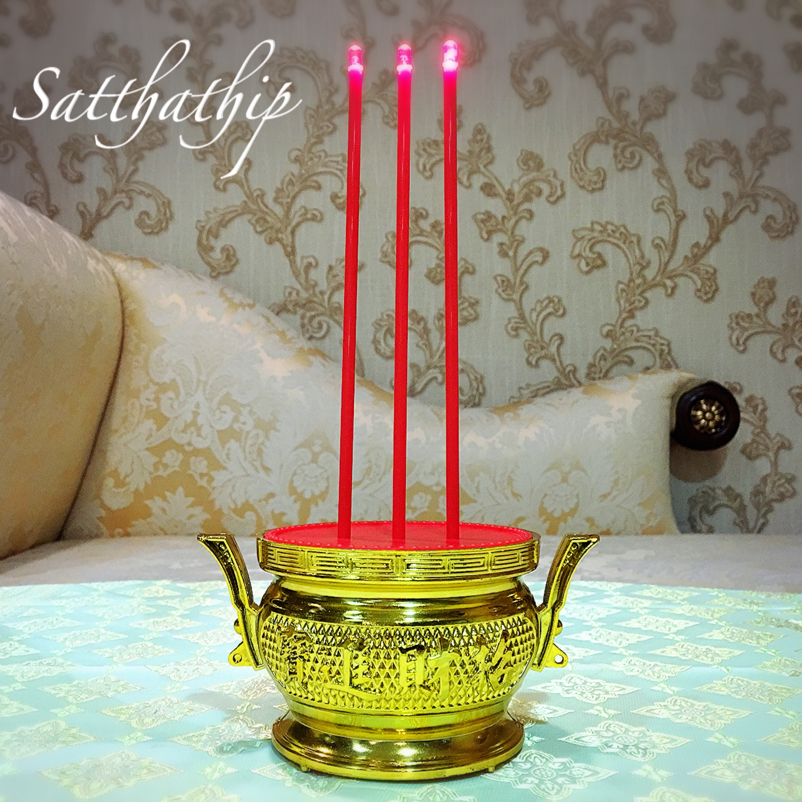 ชุดกระถางธูป พร้อมเทียนไฟฟ้า LED - Electric candle