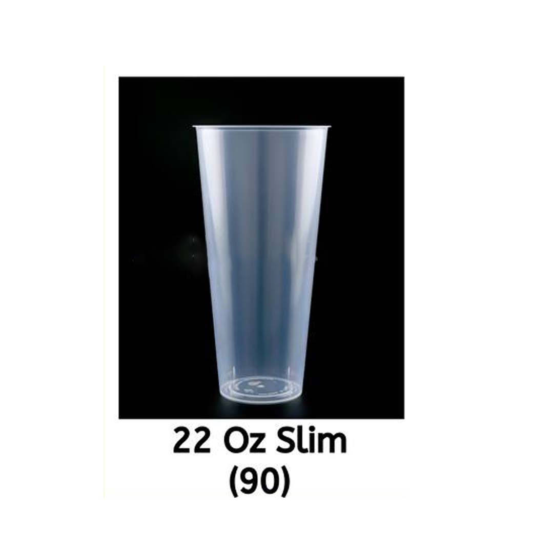 ถ้วย PP 22 oz. สลิม ไม่มีขา แบบใส ปาก 90 ไม่พิมพ์ลาย 25 ใบ BJM (09-9015)