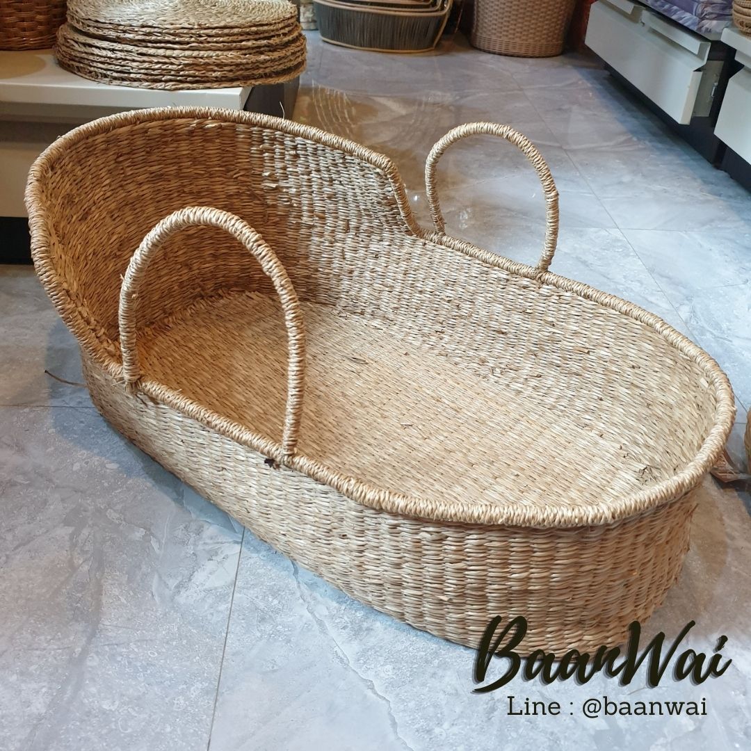 ที่นอนน้องหมา น้องแมว ที่นอนขนาดใหญ่ สานจากฟางหญ้า พร้อมเบาะ