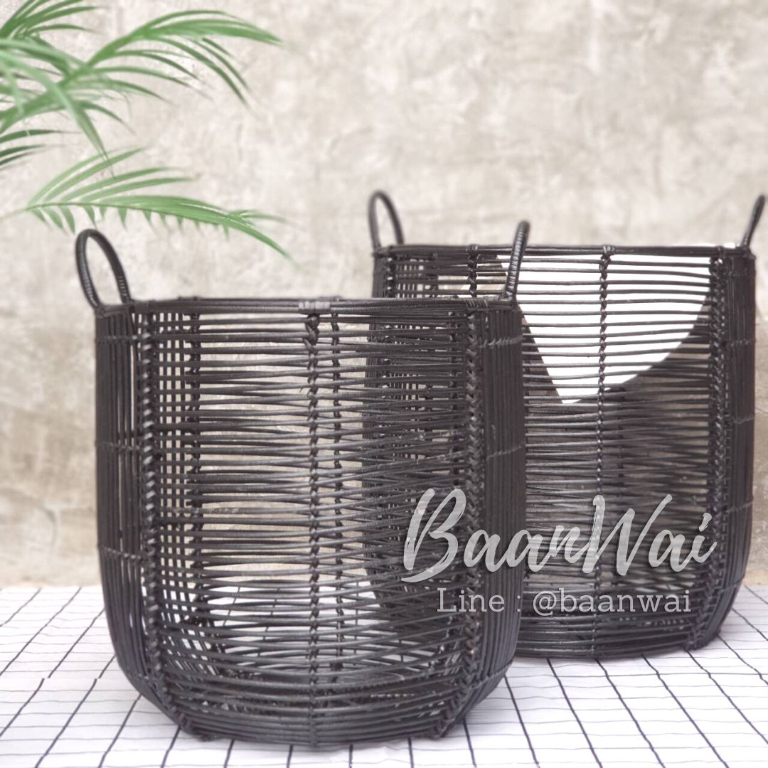 ตะกร้าหวาย ตะกร้าหวายโครงเหล็ก ตะกร้าอเนกประสงค์ ตะกร้าใส่ผ้า ตะกร้าใส่ต้นไม้