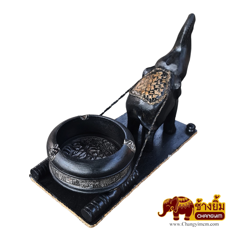 ช้างชูงวงลากที่เขี่ยบุหรี่ ( มีฐาน )