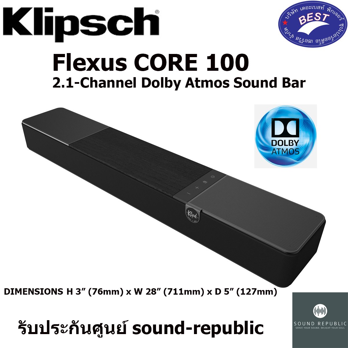 Klicsch Flexus CORE 100 2.1-Channel Dolby Atmos Sound Bar