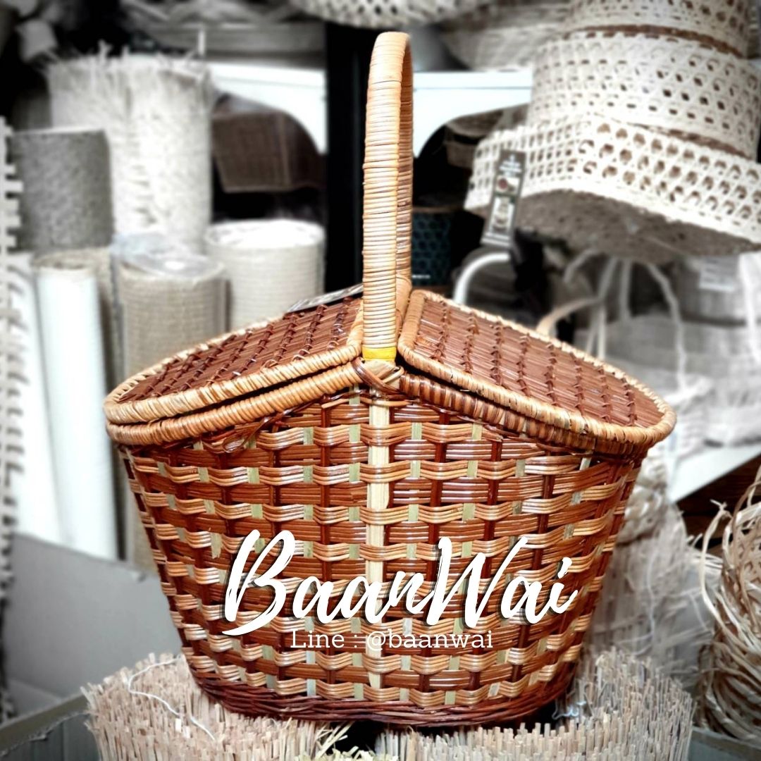 ตะกร้าปิคนิค ตะกร้าทรงรี ตะกร้าสาน ตะกร้าต้นเฟิร์น