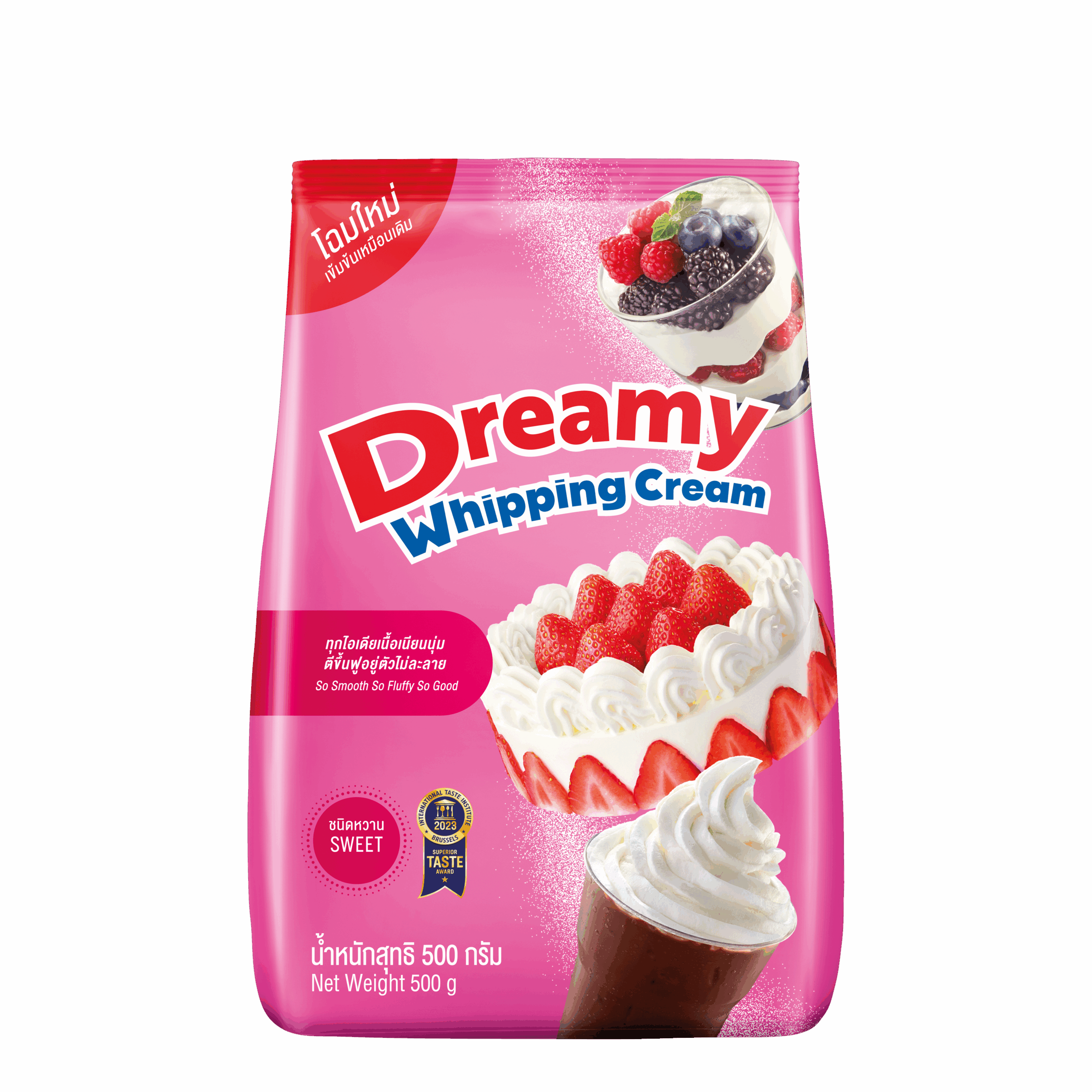 (ยกลัง) วิปปิ้งครีม ชนิดผง (ชนิดหวาน) ตราดรีมมี่ ขนาด 500 กรัม x 24 ถุง (02-0262-11)