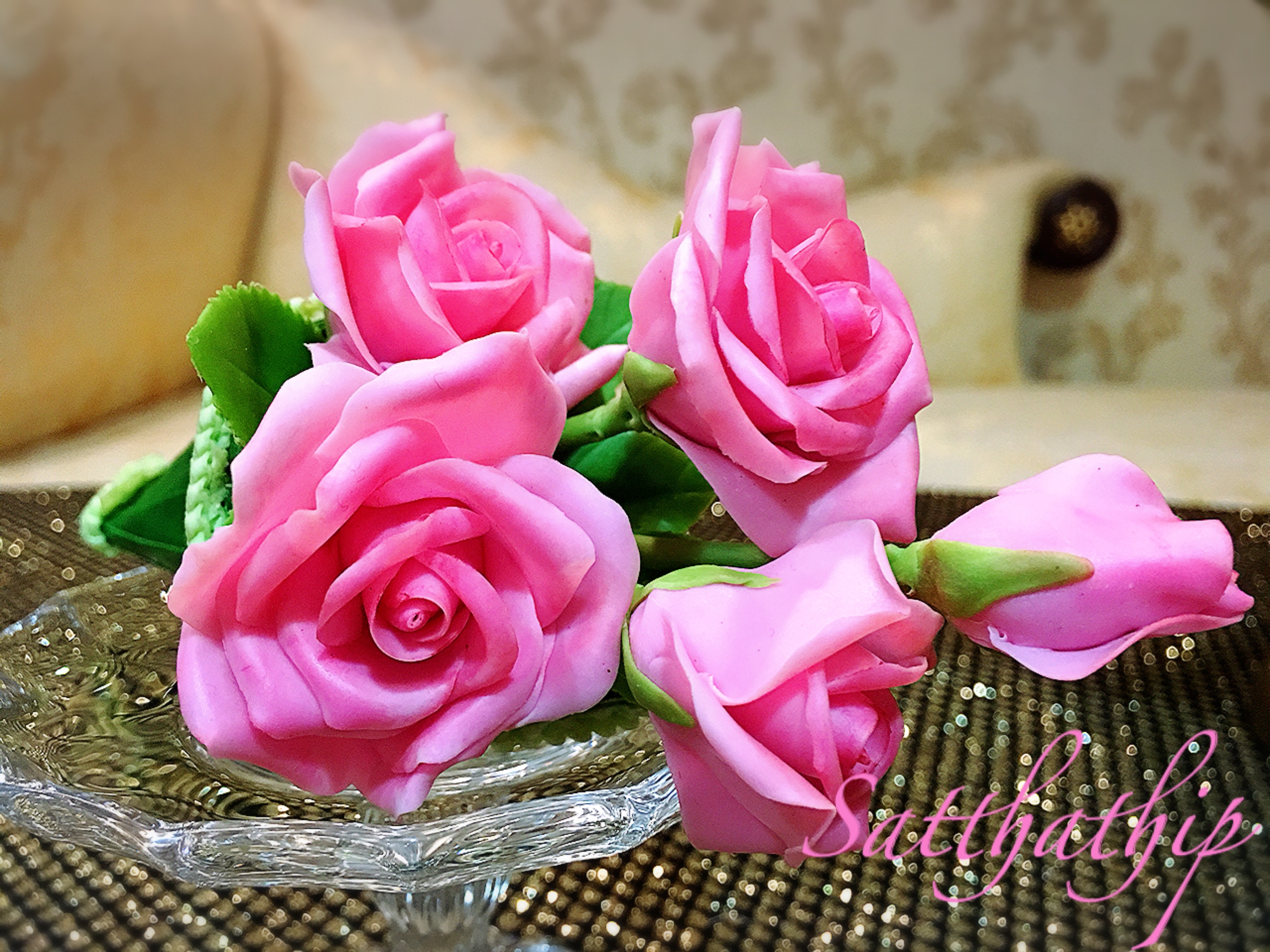 กรวยดอกกุหลาบ ประดิษฐ์จากดิน - ดอกกุหลาบ - Rose flower