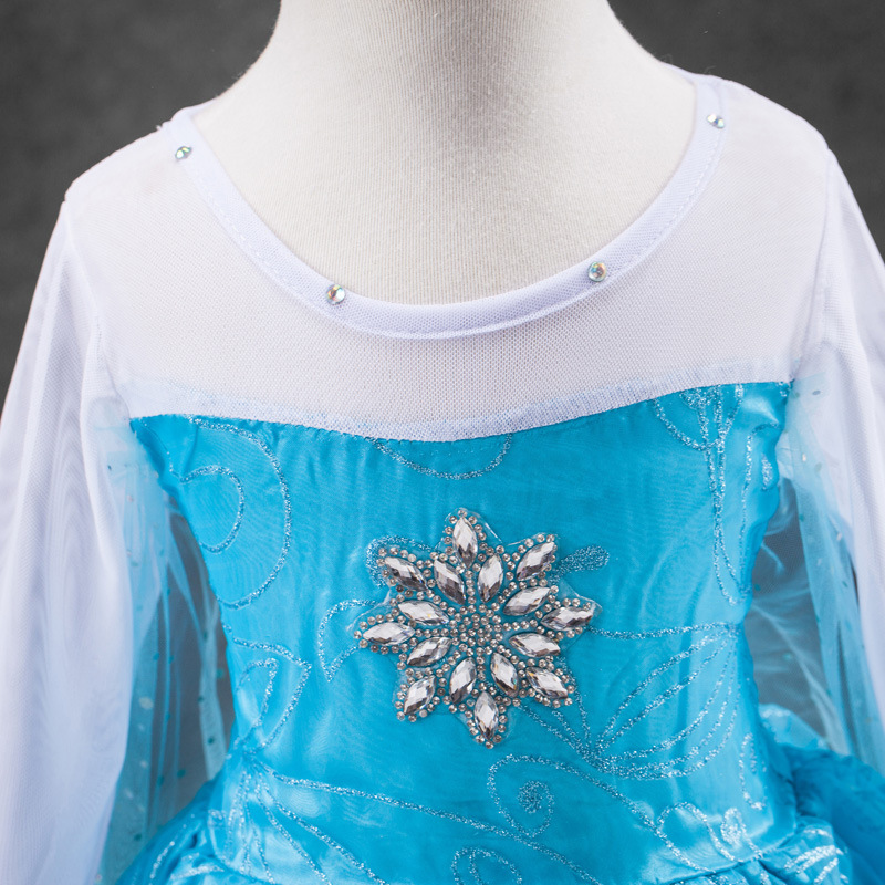 ชุดกระโปรง Frozen Elsa เจ้าหญิง เอลซ่า(พร้อมส่ง) ที่แขนไม่มีลายดอกไม้ค่ะรหัส# 111 size 110*2 120*2 130*2 140*2 150*2