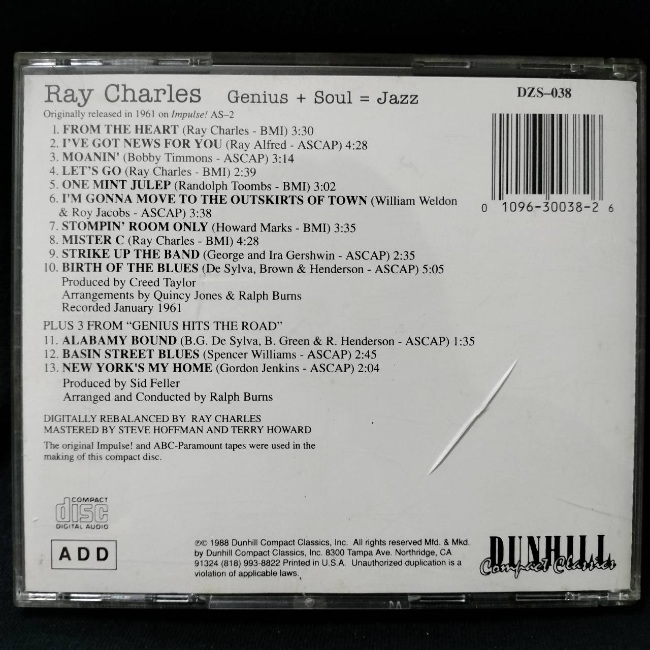 Ray Charles – Genius + Soul = Jazz / USA / แผ่นดี