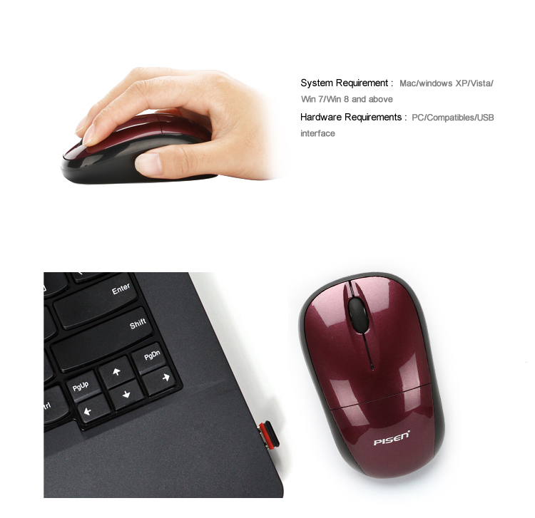 PISEN เม้าส์ไร้สาย 2.4G กระจายสัญญาณ 10 เมตร รุ่น M101 รองรับ Windows และ OS ความถี่อัจฉริยะ FHSS ป้องกันการรบกวน 3 มิติ แนว 360 องศา ตัวรับ NANO ระบบ Plug&Play สามารถใช้ถ่านก้อนเดียวได้ – สีแดง