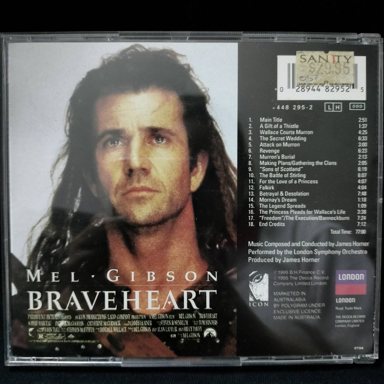 Various – Braveheart Mel Gibson (Original Motion Picture Soundtrack Sound Track) / AUSTRALIA / แผ่นสวย