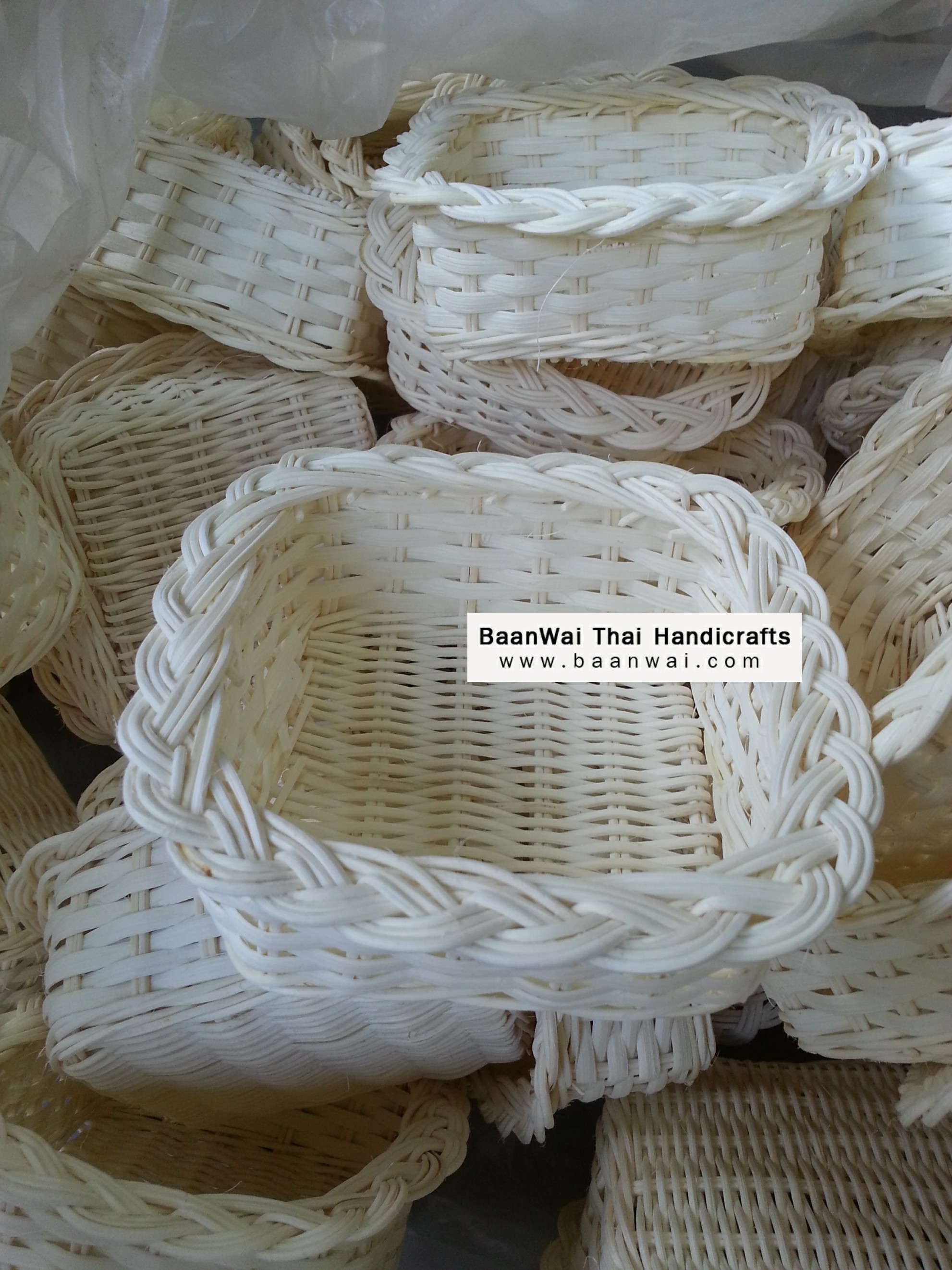 ตะกร้าหวายฟอก ขนาด 6 นิ้ว ตะกร้าหวายสีขาว ตะกร้าหวายทรงกลม ตะกร้าหวายดิบ