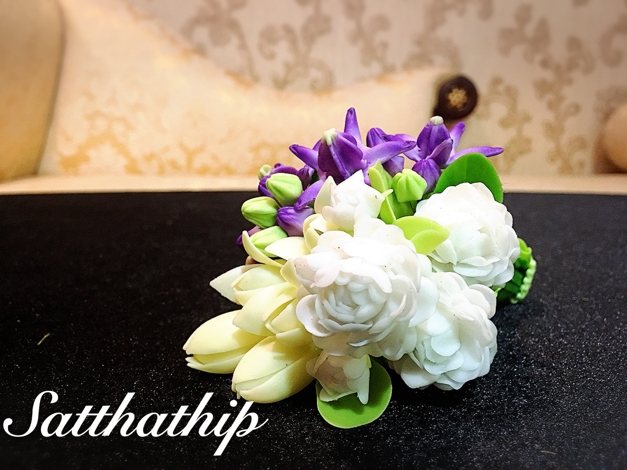กรวยดอกมะลิผสมดอกไม้มงคล ประดิษฐ์จากดิน - กรวยดอกไม้ - กรวยดอกไม้ประดิษฐ์
