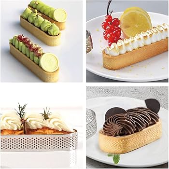 พิมพ์ทาร์ตว วงรี สแตนเลส เจาะรู Oval Tartlet Mold Perforated 4 x 13 x2 cm. (11-8798)