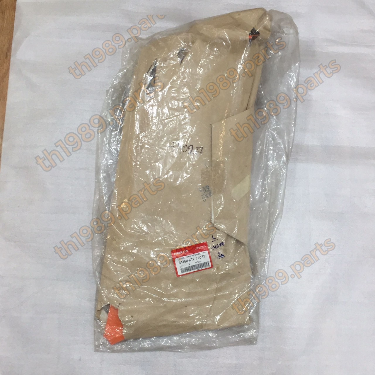 64450-KTL-740ZT ฝาครอบตัวถังข้างซ้าย สีส้ม WAVE100 , WAVE100S U-BOX 2005 อะไหล่แท้ HONDA