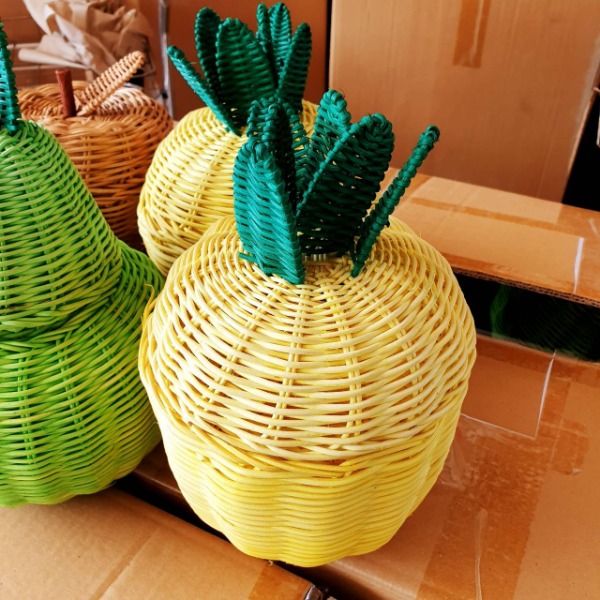 กล่องหวายสาน รูปทรงผลไม้ ตะกร้าหวายรูปผลไม้