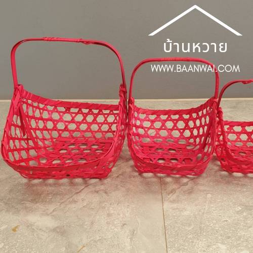 กระเช้าไม้ไผ่ ทรงเรือ มี 5 ขนาด