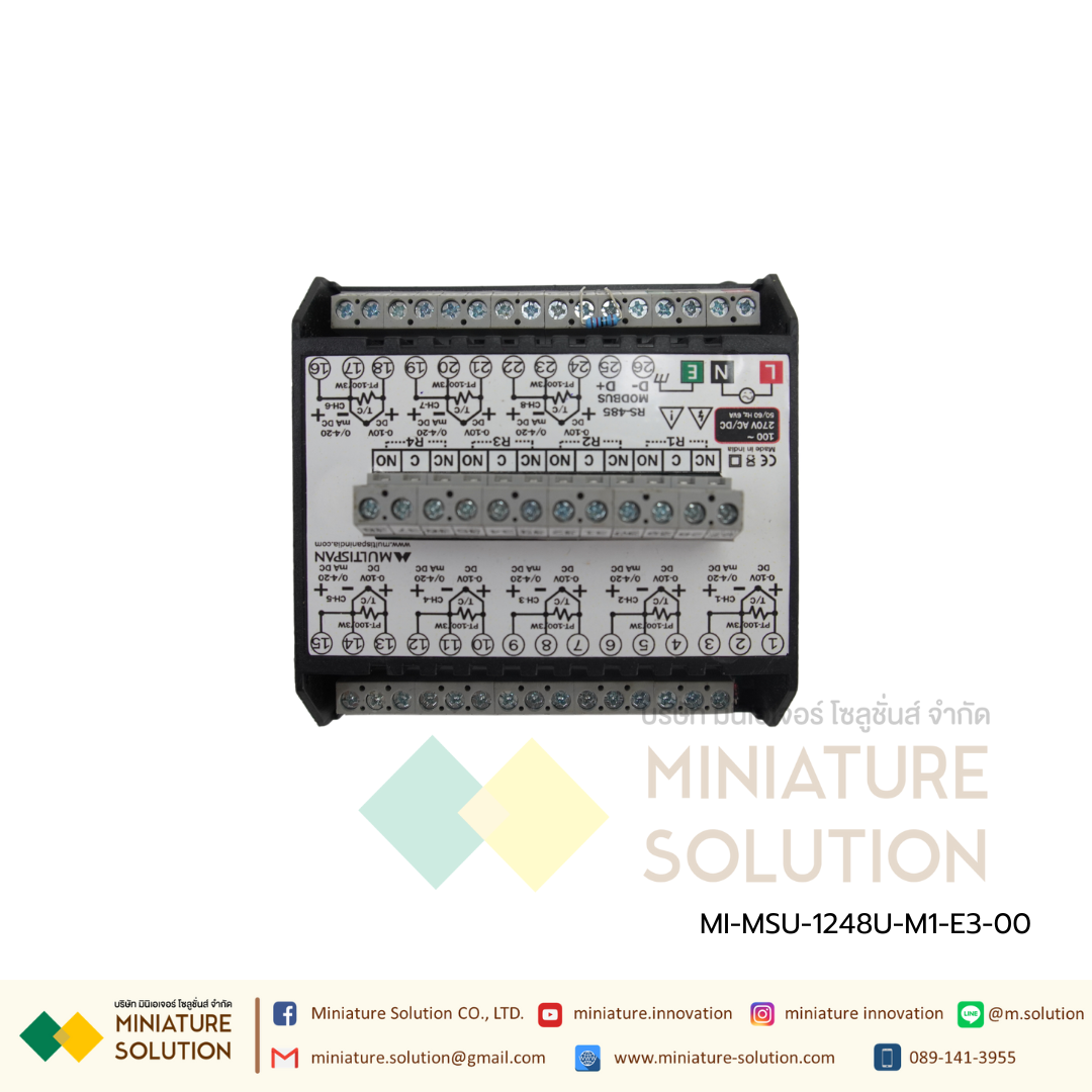 MSU-1248U-M1-E3-00 Scanner -8 Channel with RS-485 MODBUS Input Type : J/K/Pt-100/4-20mA DC/0-10V DC/0-20mA 4 Relay