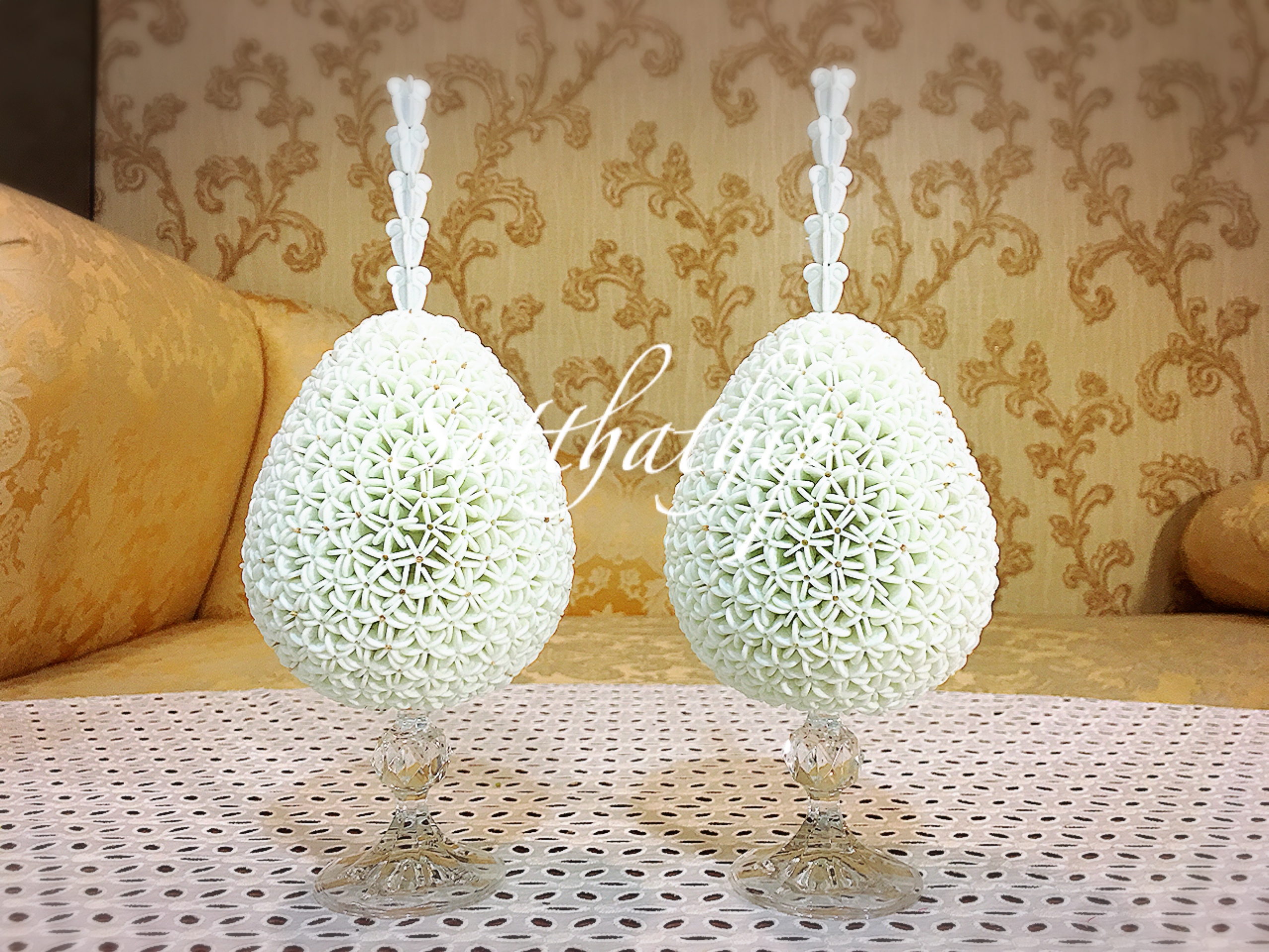 พานพุ่ม - พานพุ่มสักการะ - พานพุ่มดอกรัก - พานพุ่มดอกรักประดิษฐ์ (พลาสติก) - พานพุ่มสีขาว - Panpum