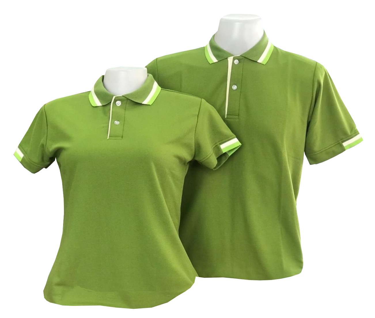 เสื้อโปโลสีเขียวตอง แขนจั๊มครึ่ง ราคาส่ง 3 ตัวขึ้นไป