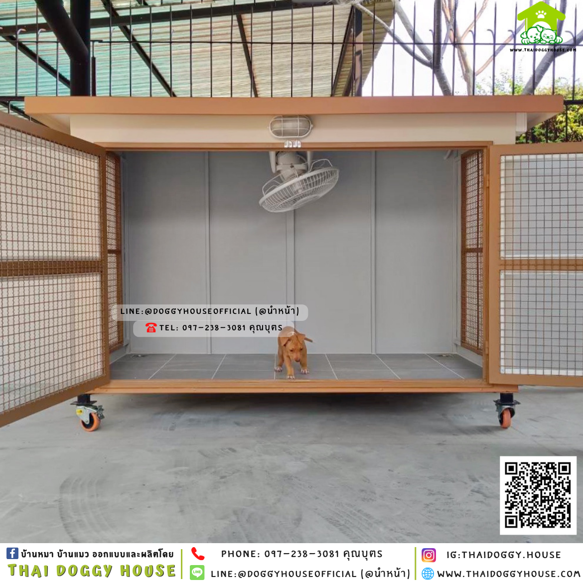 บ้านหมา ติดพัดลม มีมุ้งลวด + ตะแกรงเหล็ก 𝐁𝐨𝐱 𝐬𝐭𝐲𝐥𝐞 🏡🧡