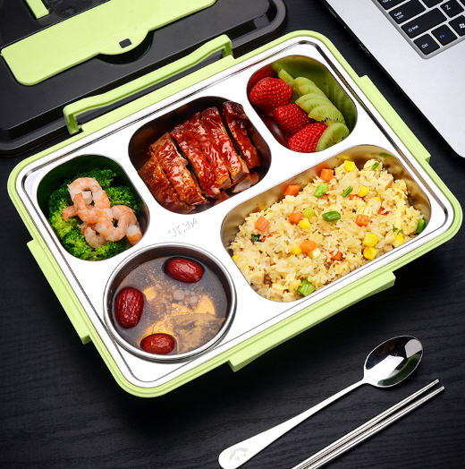 กล่องสแตนเลส,กล่องใส่อาหารสแตนเลส,ถาดใส่อาหารสแตนเลส,ถาดใส่อาหาร5ช่อง