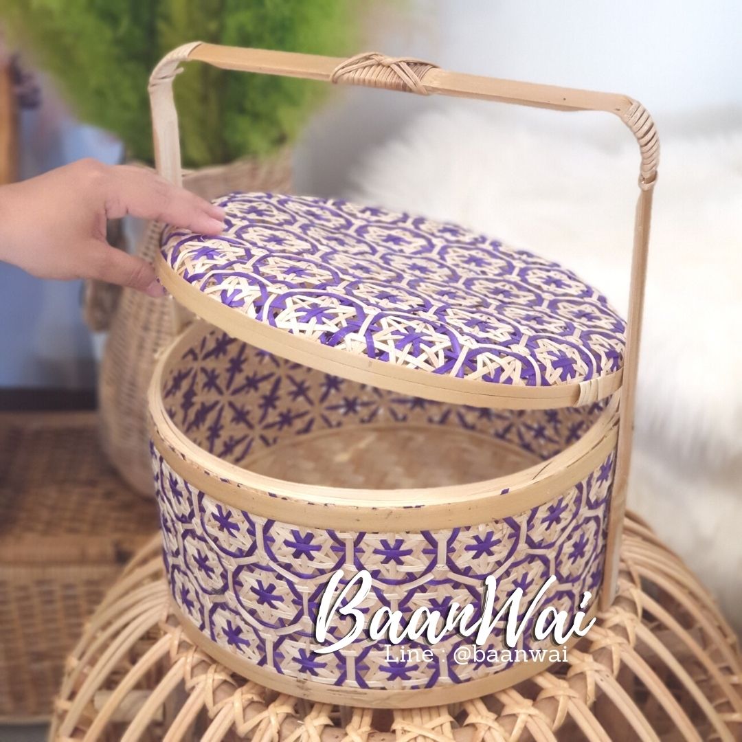 ปิ่นโตไม้ไผ่ ปิ่นโตชะลอม ขนาด 12 นิ้ว