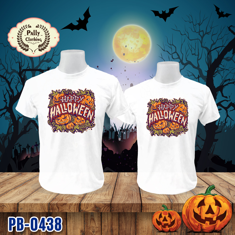 เสื้อยืดวันฮาโลวีน PB-0438 ลาย HAPPY HALLOWEEN