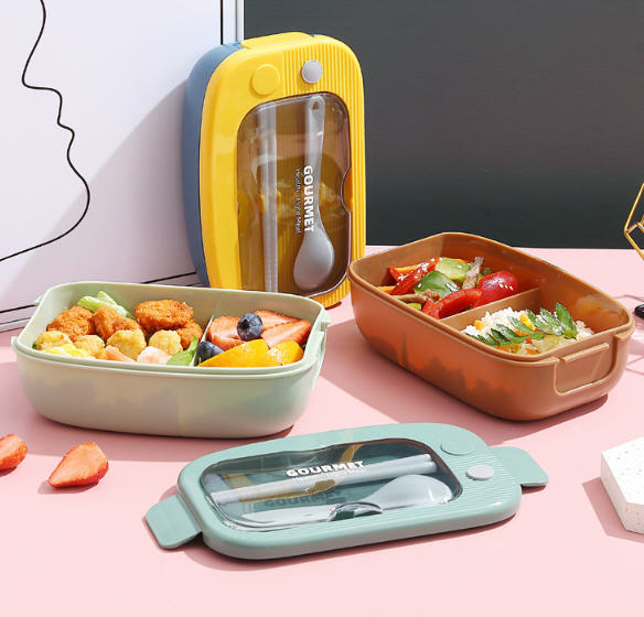 กล่องข้าว,กล่องใส่ข้าวพลาสติก,กล่องใส่ข้าวพร้อมช้อนตะเกียบ