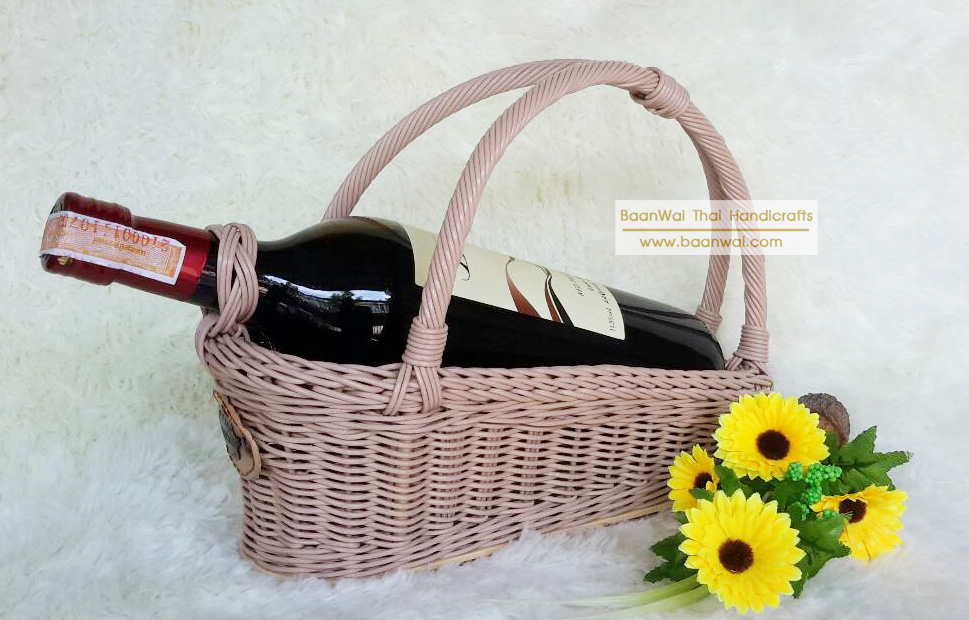 ตะกร้าใส่ขวดไวน์ หวายเทียม
