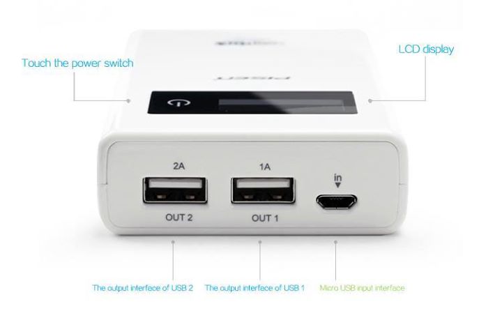 PISEN แบตสำรองแท้ 7,500 mAh พาวเวอร์แบงค์ LCD Power Station รุ่น TS-D110 จอ LCD แสดงผล ชาร์จเร็ว 2.4A สวิตซ์ทัชกรีน Dual USB คู่ 5V-2A เก็บประจุเต็มที่ได้ยาวนาน พกพาสะดวก ฟรี!! สาย Micro USB - สีขาว