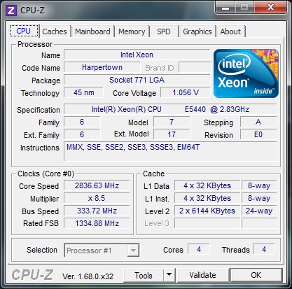 Intel Xeon E5440 2.83GHz