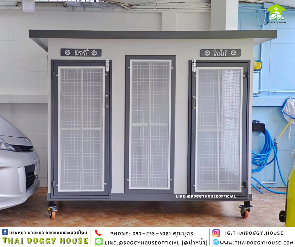 บ้านหมา ติดพัดลม แบ่ง 𝟐 ห้อง แบบบ้าน 𝐁𝐎𝐗 𝐒𝐓𝐘𝐋𝐄