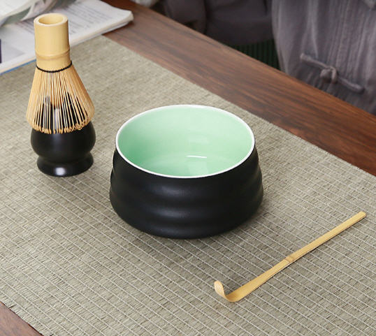 อุปกรณ์ชงมัทฉะญี่ปุ่น4ชิ้น,อุปกรณ์ชงมัทฉะ,ถ้วยชงชา+แท่นวางแปรงไม้ไผ่+แปรงชาเขียว+ช้อนตักผงชาเขียวมัทฉะ