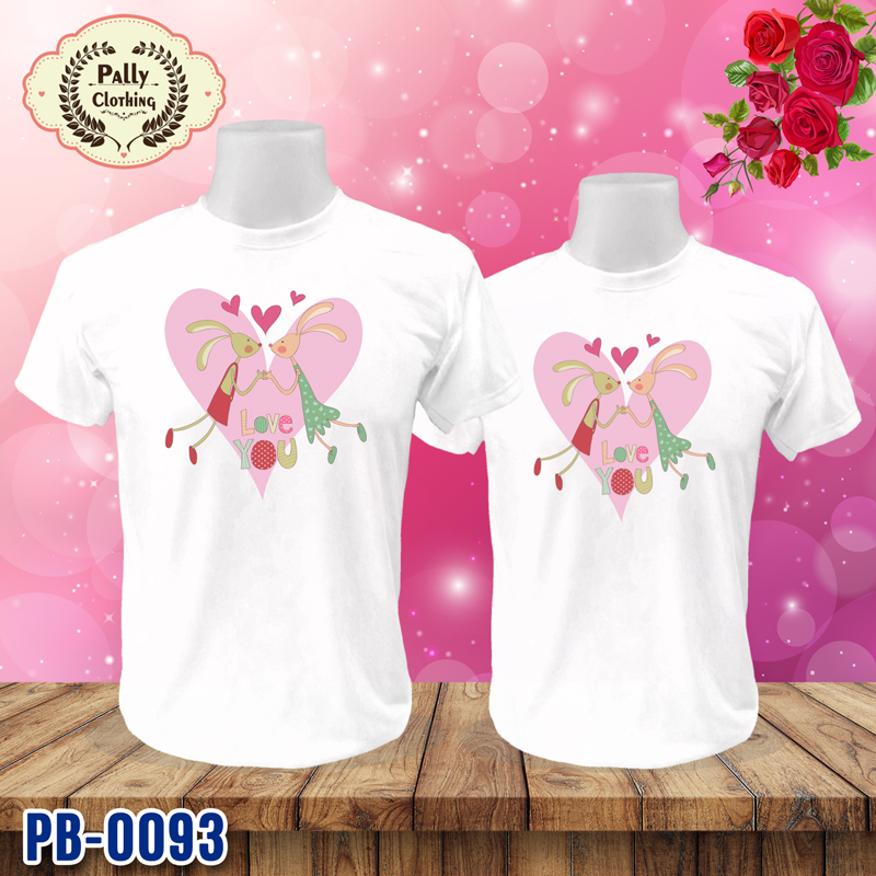 เสื้อคู่รัก PB-0093 ลายกระต่าย Love YOU